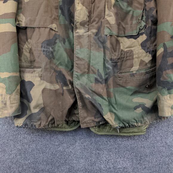 U.S. Military Cold Weather Coat W/ Liner Woodland Camo Green Brown SZ XL Vintage - Picture 9 of 16